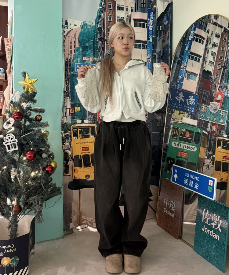 (융털기모) 벌룬 와이드 핀턱 데님 팬츠 흑청