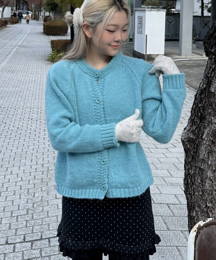 도트 러플 니트 미니 스커트 블랙