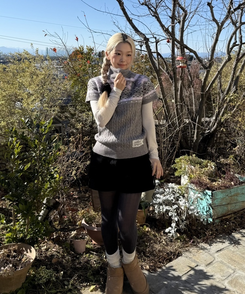 레이어드 반팔 폴라 니트 먹색