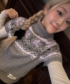 레이어드 반팔 폴라 니트 먹색