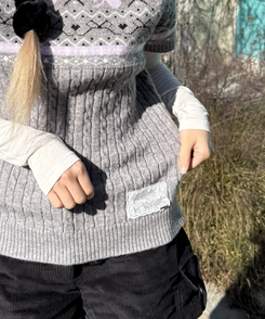 레이어드 반팔 폴라 니트 먹색