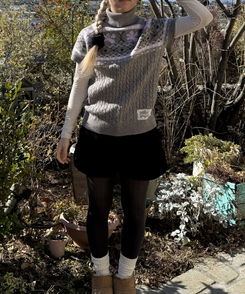 레이어드 반팔 폴라 니트 먹색