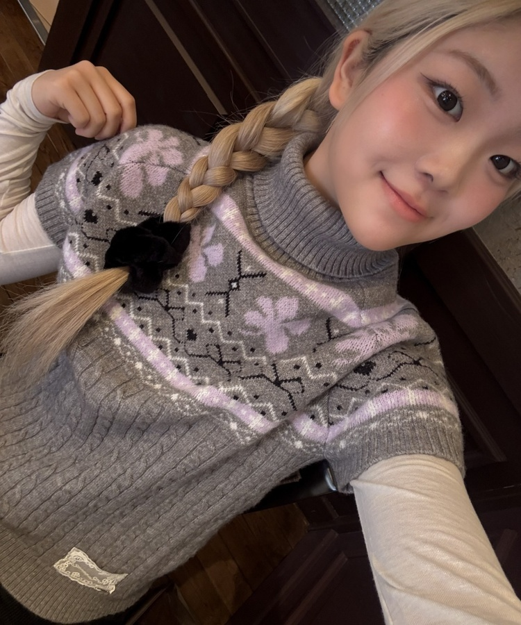 레이어드 반팔 폴라 니트 먹색