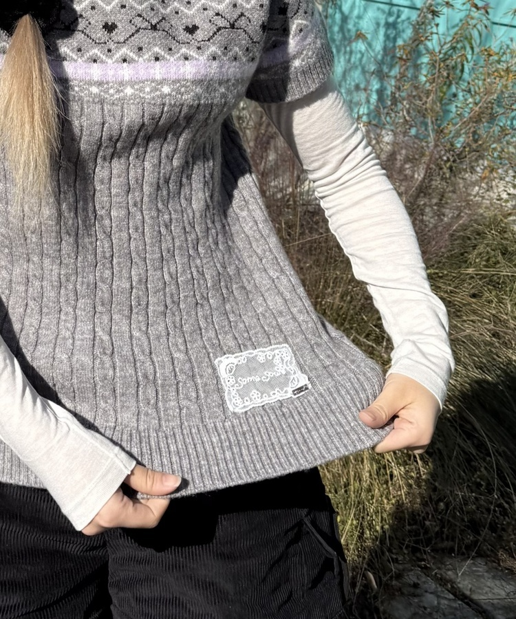 레이어드 반팔 폴라 니트 먹색