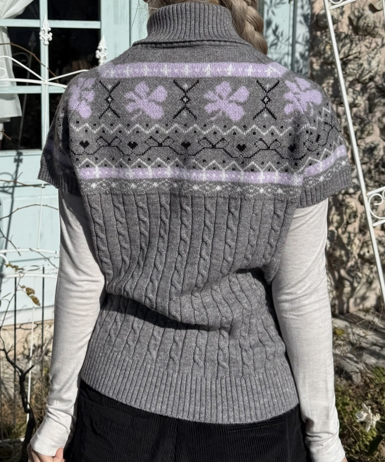 레이어드 반팔 폴라 니트 먹색