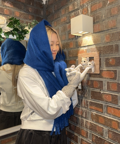 베이직 단색 기본 머플러 블루