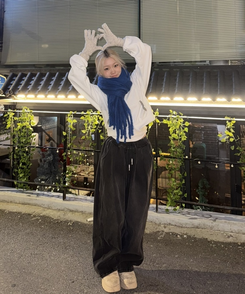 베이직 단색 기본 머플러 블루