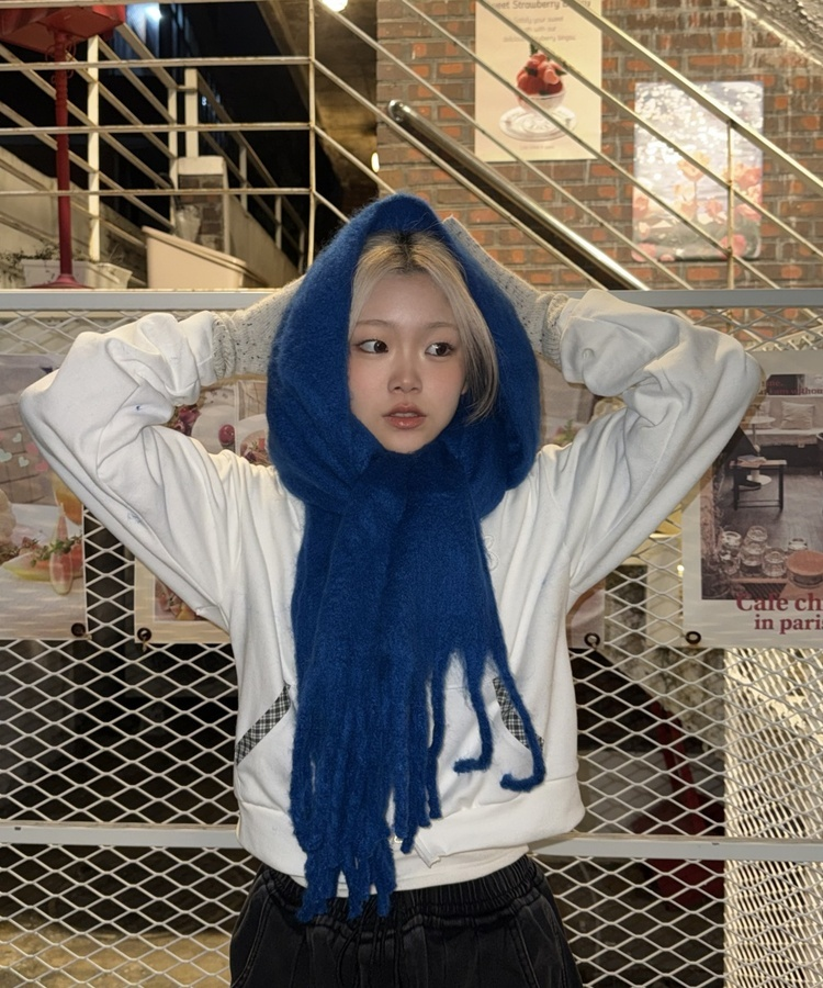 베이직 단색 기본 머플러 블루