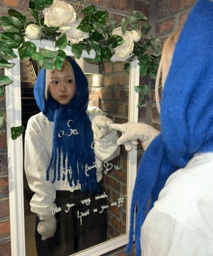 베이직 단색 기본 머플러 블루