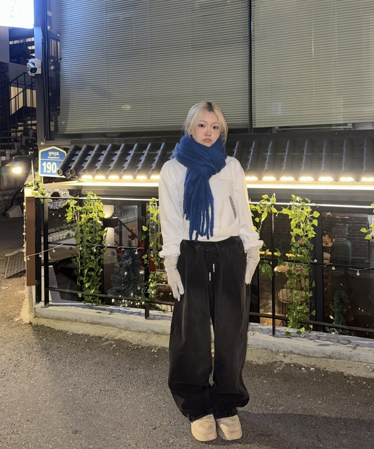 베이직 단색 기본 머플러 블루