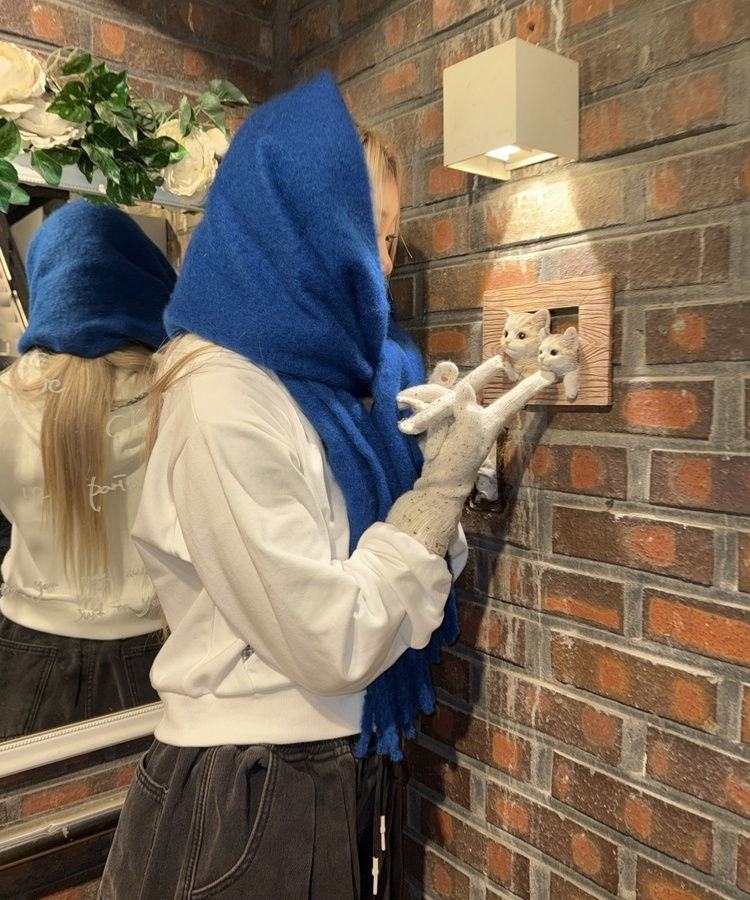 베이직 단색 기본 머플러 블루