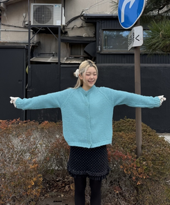 프렌치 알파카 나그랑 가디건 블루