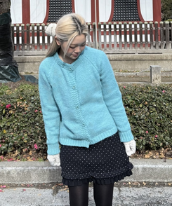 프렌치 알파카 나그랑 가디건 블루