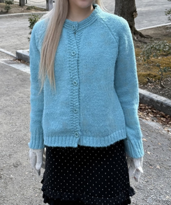 프렌치 알파카 나그랑 가디건 블루