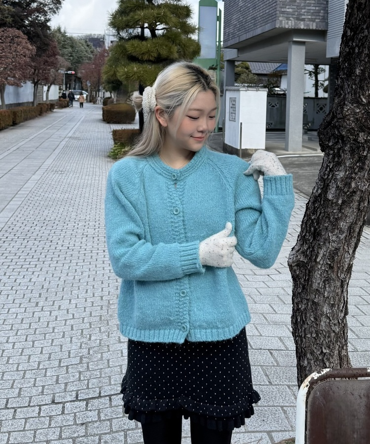 프렌치 알파카 나그랑 가디건 블루