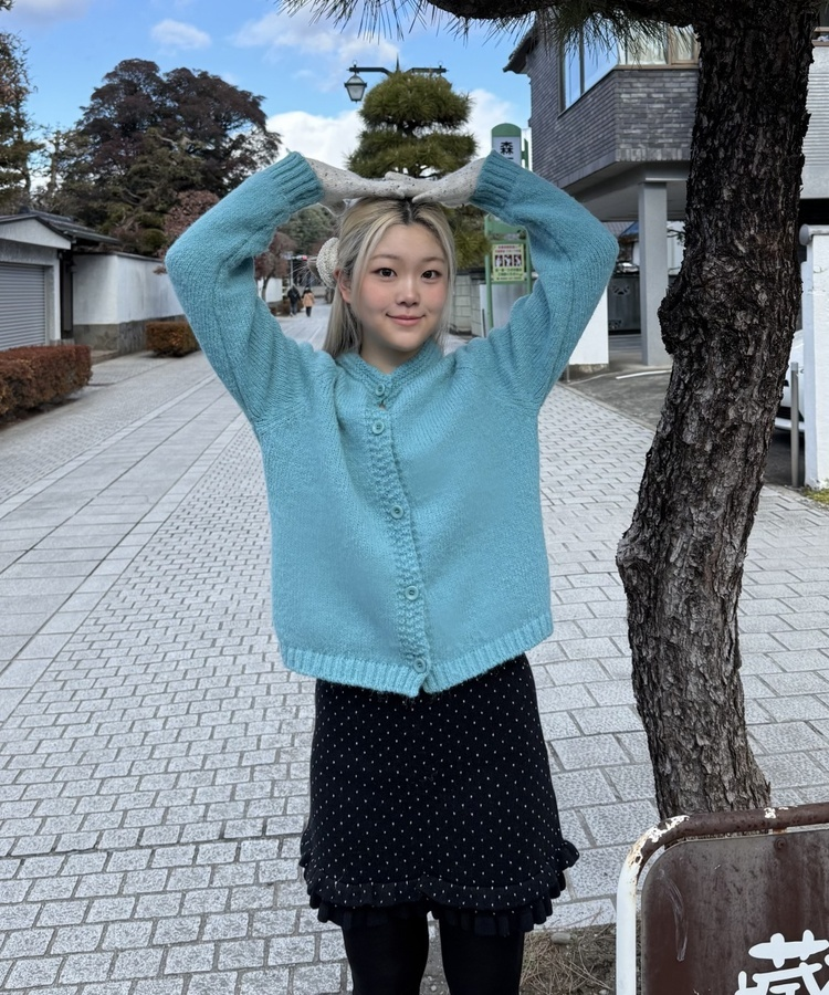 프렌치 알파카 나그랑 가디건 블루