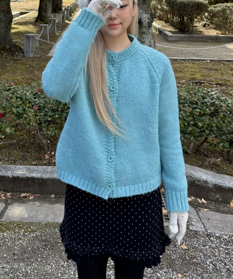 프렌치 알파카 나그랑 가디건 블루