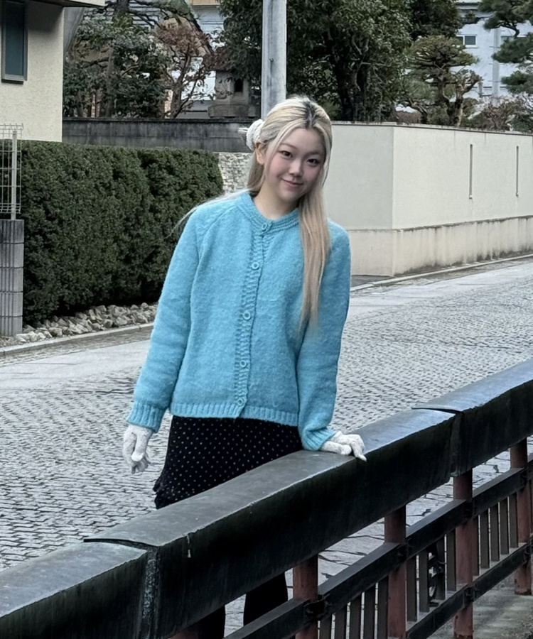 프렌치 알파카 나그랑 가디건 블루