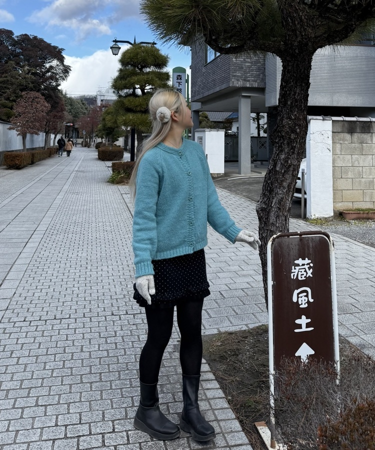 프렌치 알파카 나그랑 가디건 블루