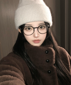 ハイネックツーボタンファーウールコート BROWN