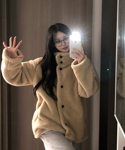 ハイネックツーボタンファーウールコート BEIGE