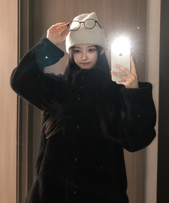 ハイネックツーボタンファーウールコート BLACK