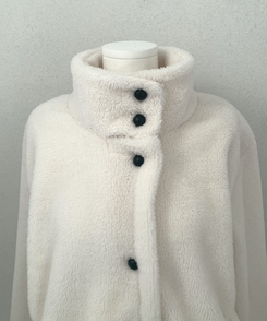 ハイネックツーボタンファーウールコート