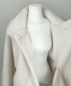 ハイネックツーボタンファーウールコート