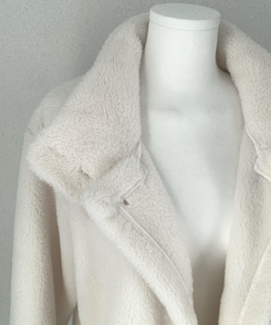 ハイネックツーボタンファーウールコート