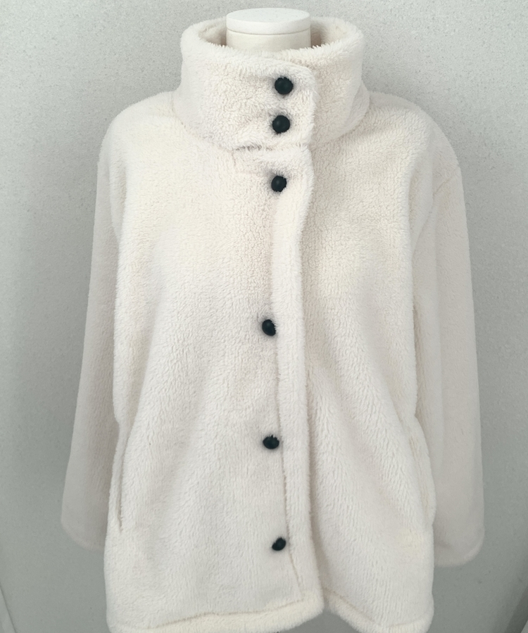 ハイネックツーボタンファーウールコート