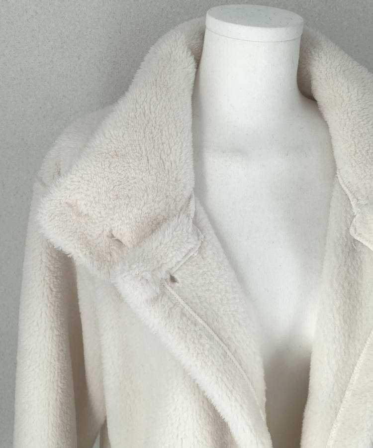 ハイネックツーボタンファーウールコート