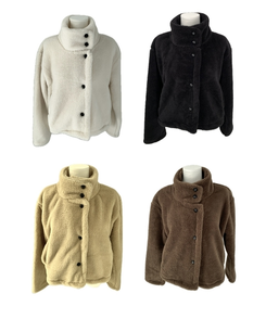 ハイネックツーボタンファーウールコート