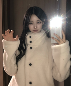 ハイネックツーボタンファーウールコート IVORY