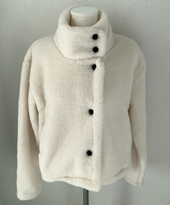 ハイネックツーボタンファーウールコート