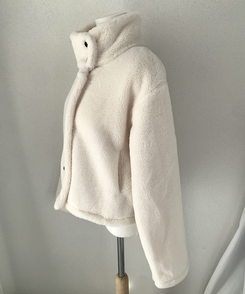 ハイネックツーボタンファーウールコート