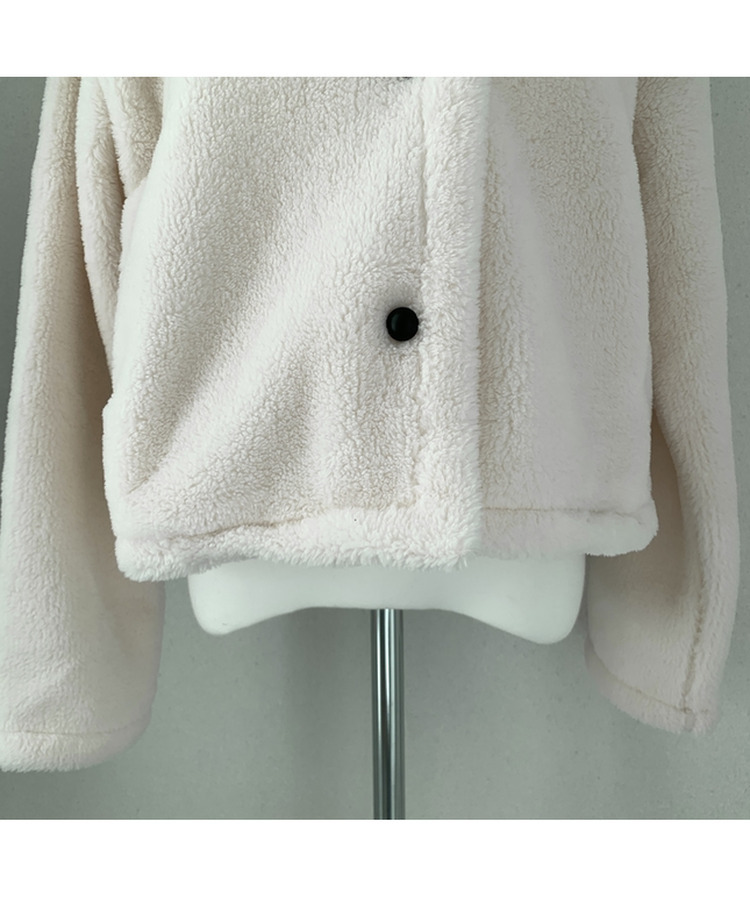 ハイネックツーボタンファーウールコート