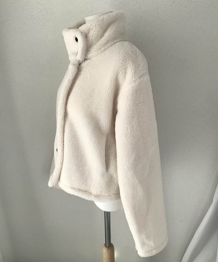 ハイネックツーボタンファーウールコート