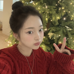 ケーブルラウンドバルーンニット RED