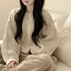 ケーブルラウンドバルーンニット IVORY