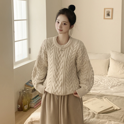 ケーブルラウンドバルーンニット IVORY