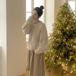 ケーブルラウンドバルーンニット IVORY