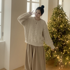 ケーブルラウンドバルーンニット IVORY