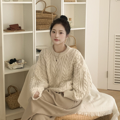 ケーブルラウンドバルーンニット IVORY