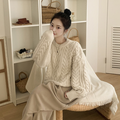 ケーブルラウンドバルーンニット IVORY