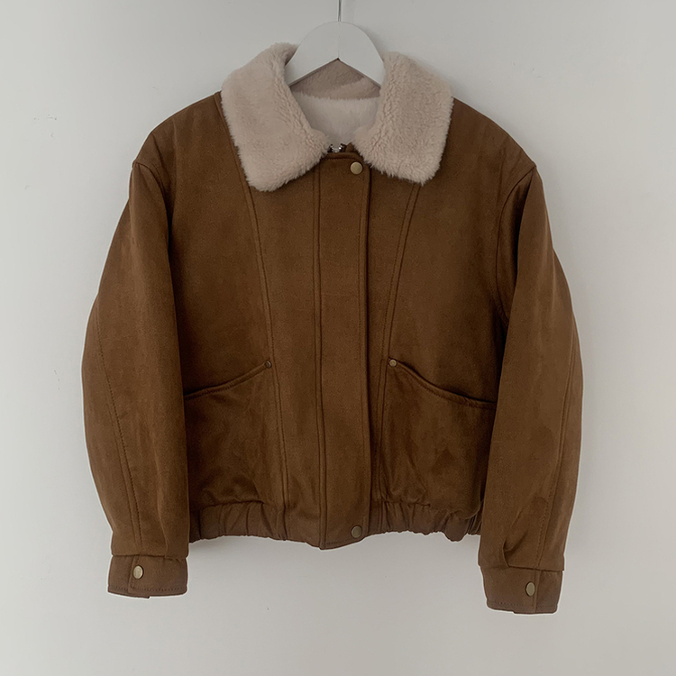 厚手スタッドファーカラースエードムスタンジャンパー