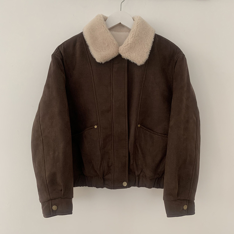 厚手スタッドファーカラースエードムスタンジャンパー