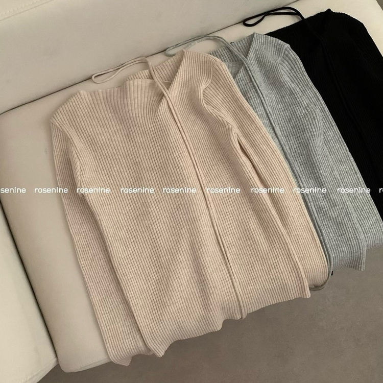 【タイ付き】ワンオフリブニットTシャツ