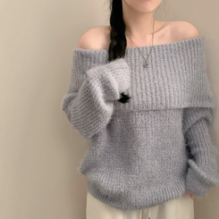 オフショルダースリムニット SKY BLUE