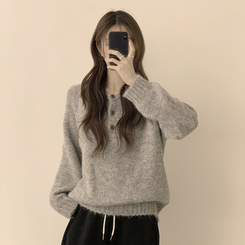 ラウンドボタンオーバーニット GREY