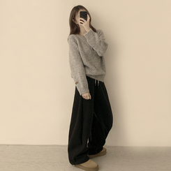 ラウンドボタンオーバーニット GREY